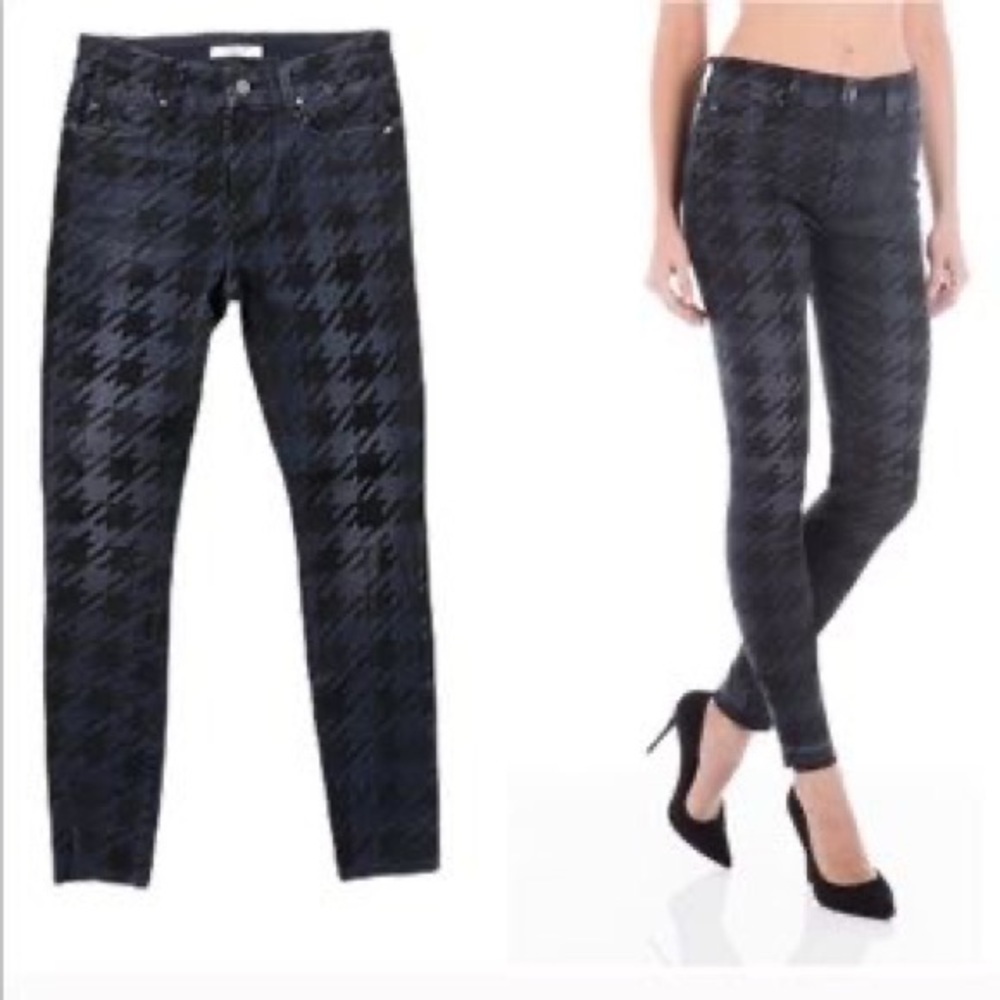 Fidelity Denim Sola Mid Rise Ankle Stormy Vintage Houndstooth Jeans EUC Size 27